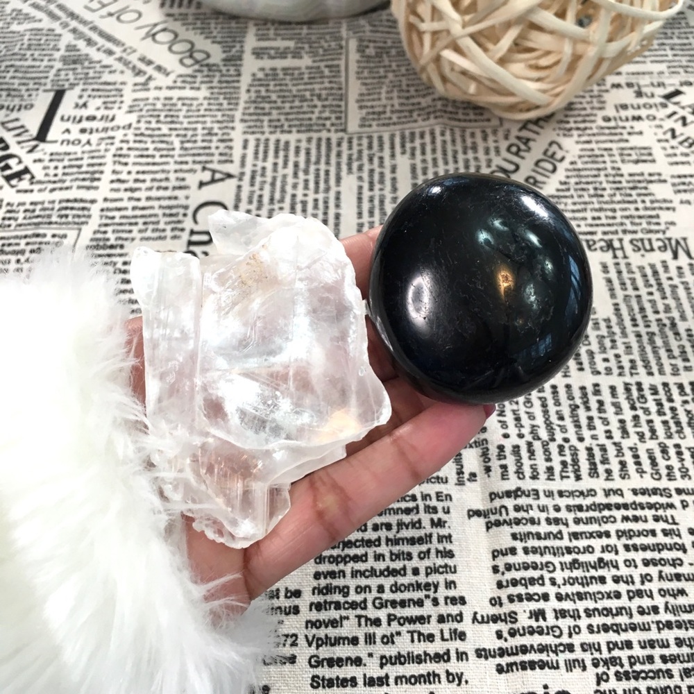 🕉SOLD ON ETSY!😊Selenite and Tourmaline Set